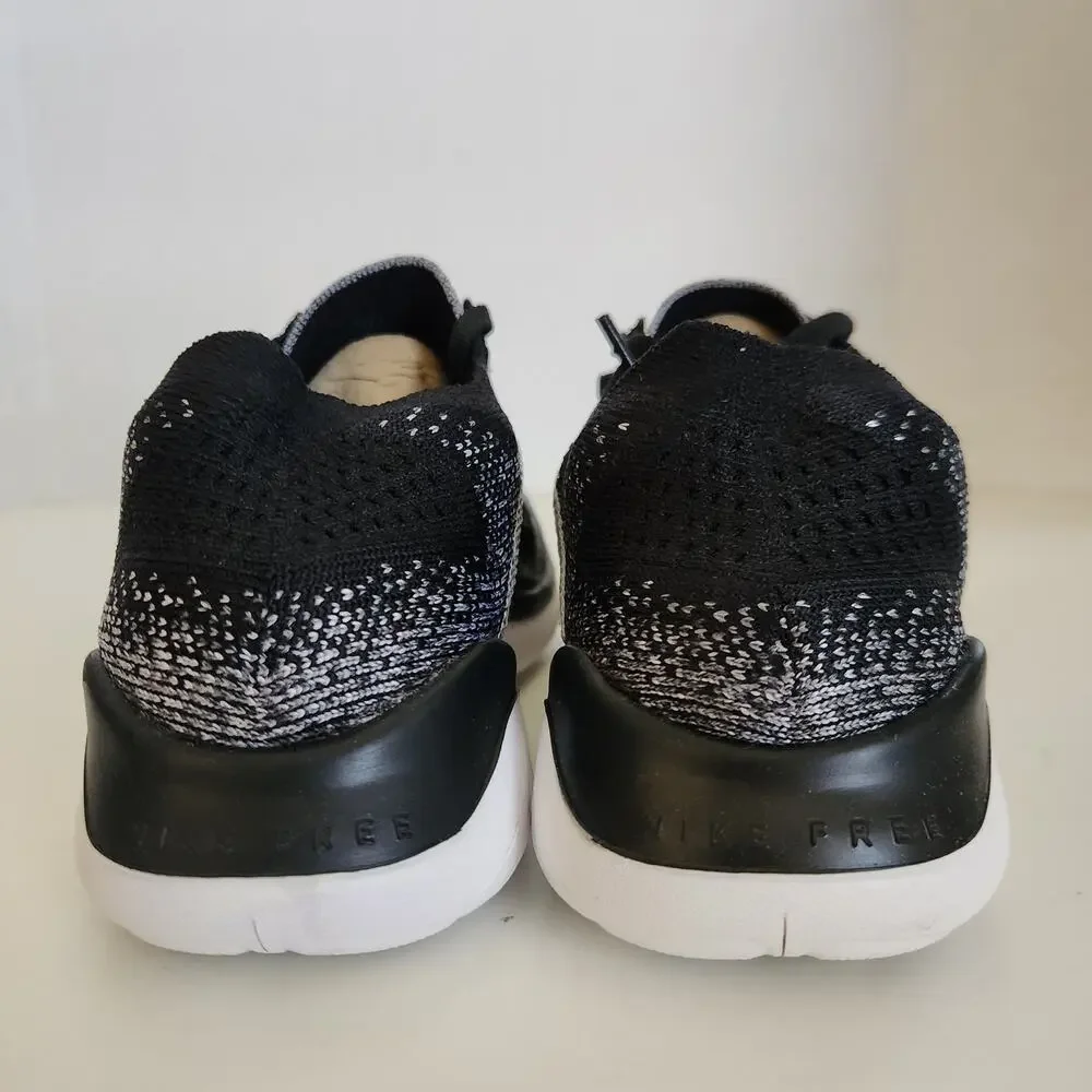 Nike Womens WMNS Free RN Flyknit 2018 942839 101 - Size 8 White/Black